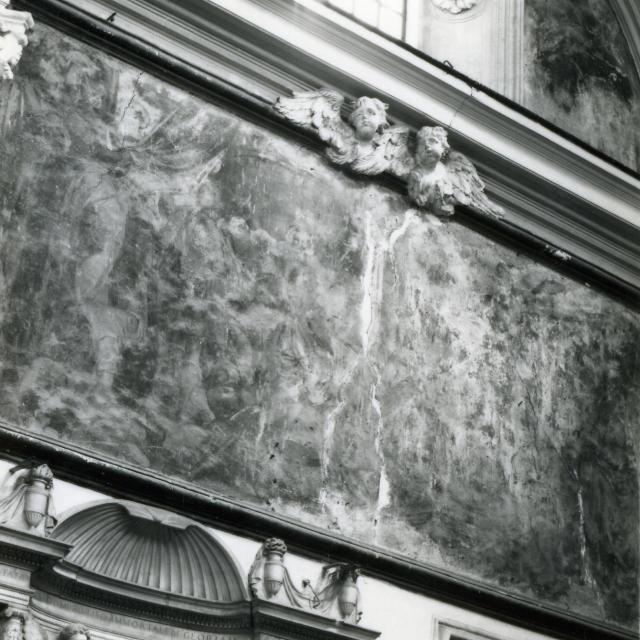 Santi con dottori della chiesa ed evangelisti (dipinto) di Corenzio Belisario (sec. XVII)