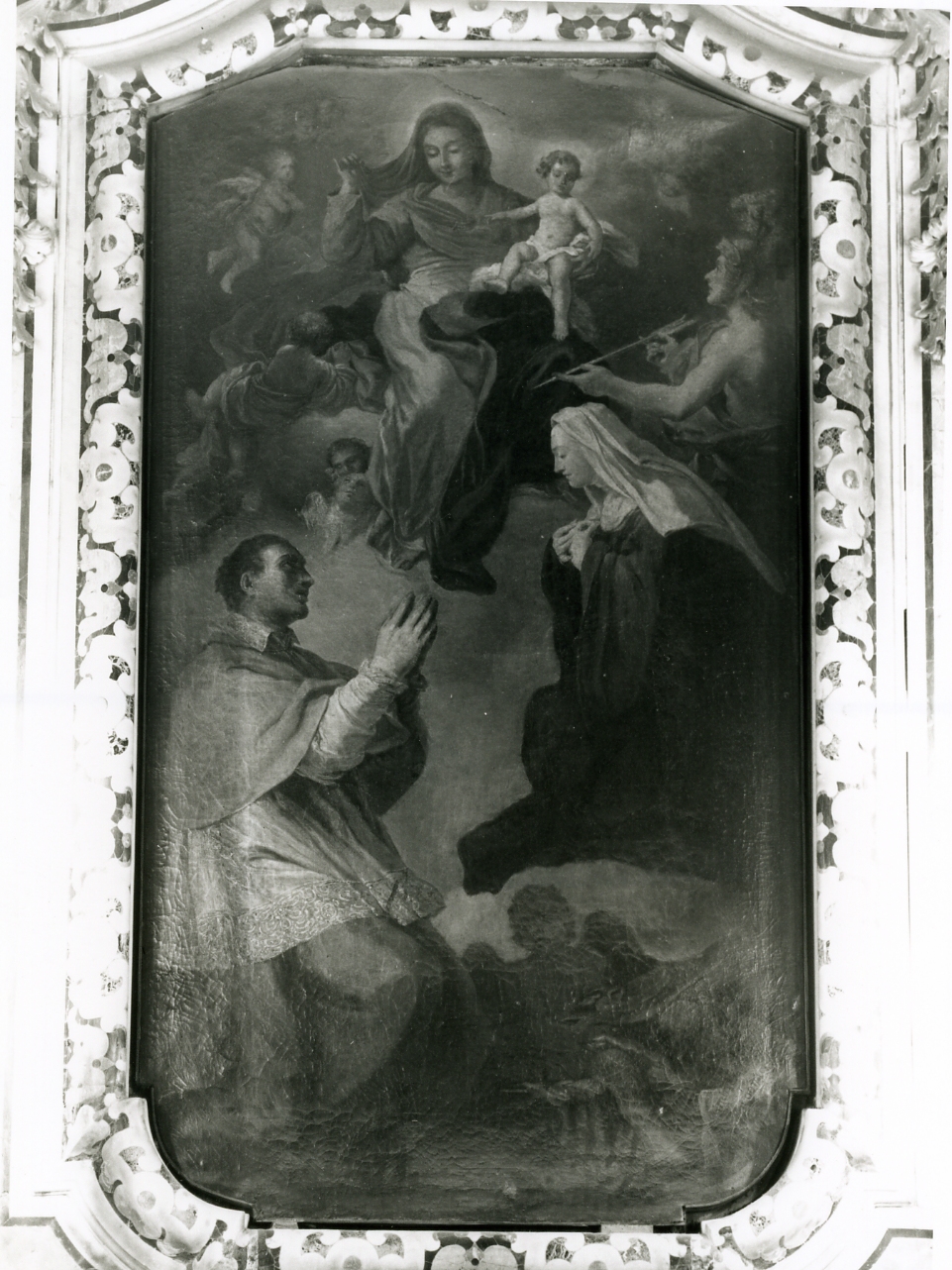 Madonna con Bambino tra San Carlo e Santa Amalia (dipinto) di Falciatore Filippo (sec. XVIII)