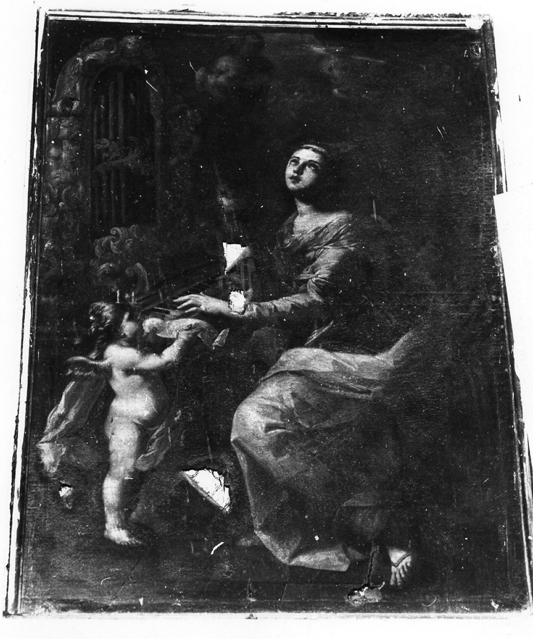 Santa Cecilia patrona della musica (dipinto) di Malinconico Andrea (seconda metà sec. XVII)