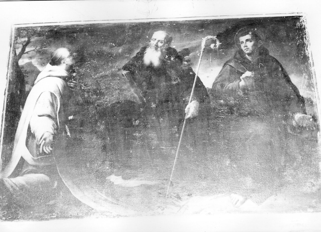 San Benedetto, San Brunone e Sant'Antonio da Padova (dipinto) di Malinconico Andrea (seconda metà sec. XVII)