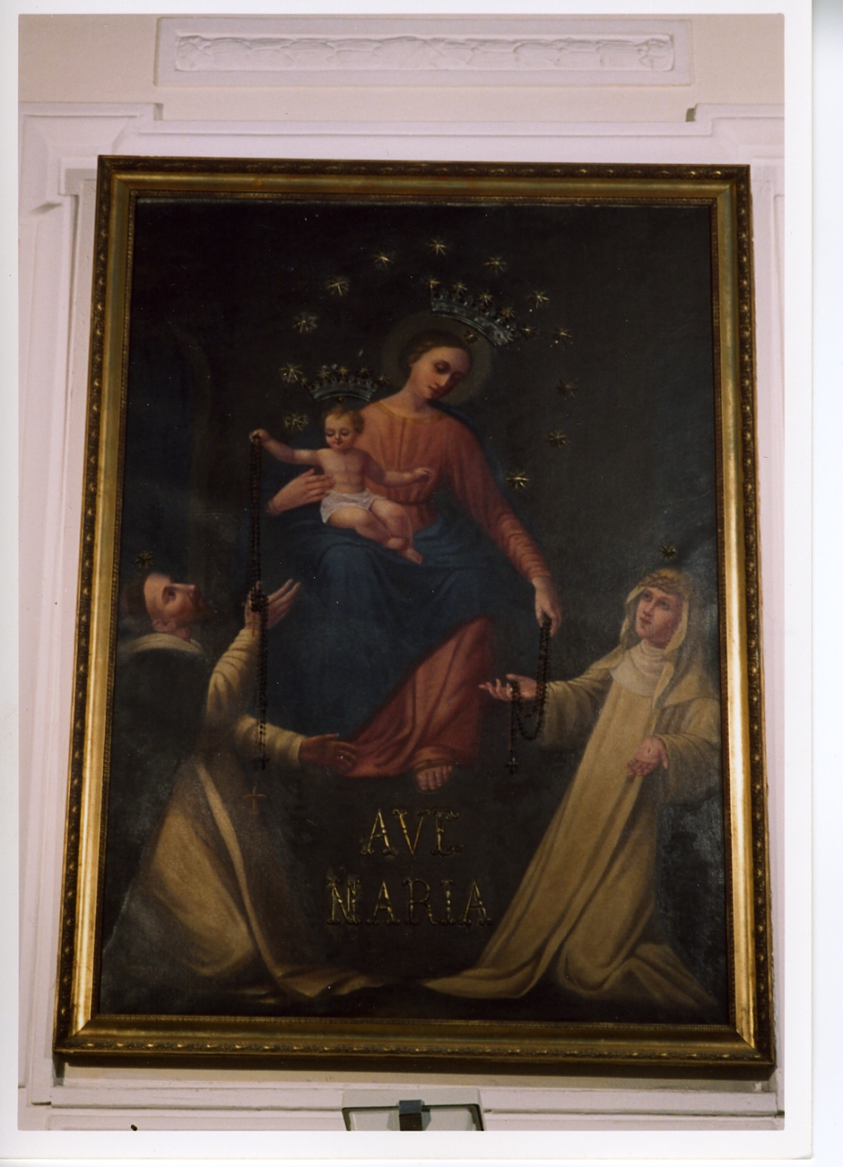 Madonna del Rosario con San Domenico e Santa Caterina da Siena (dipinto) - ambito napoletano (terzo quarto sec. XX)