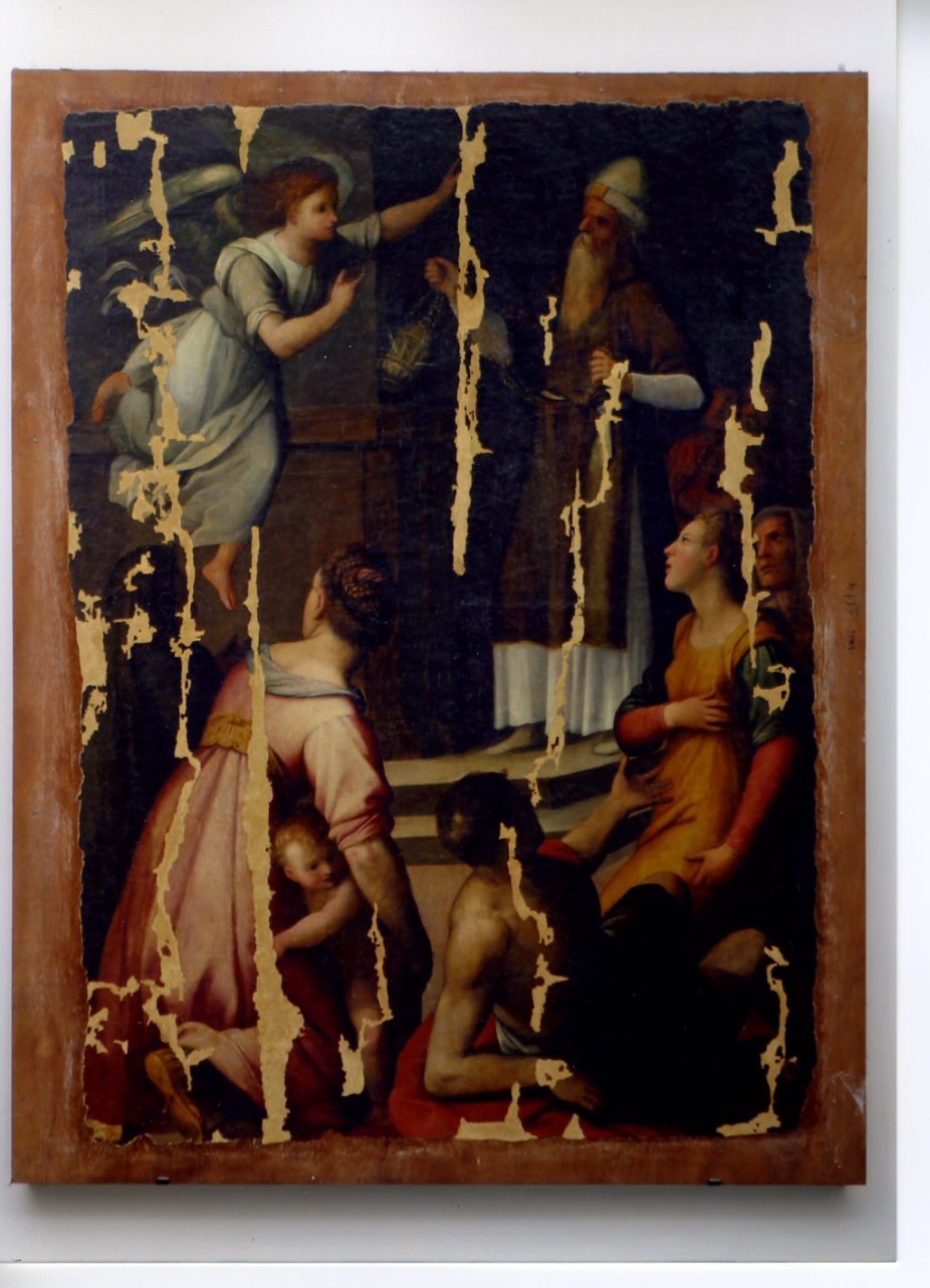 annuncio della nascita di San Giovanni Battista a Zaccaria (dipinto) - ambito napoletano (metà sec. XVII)