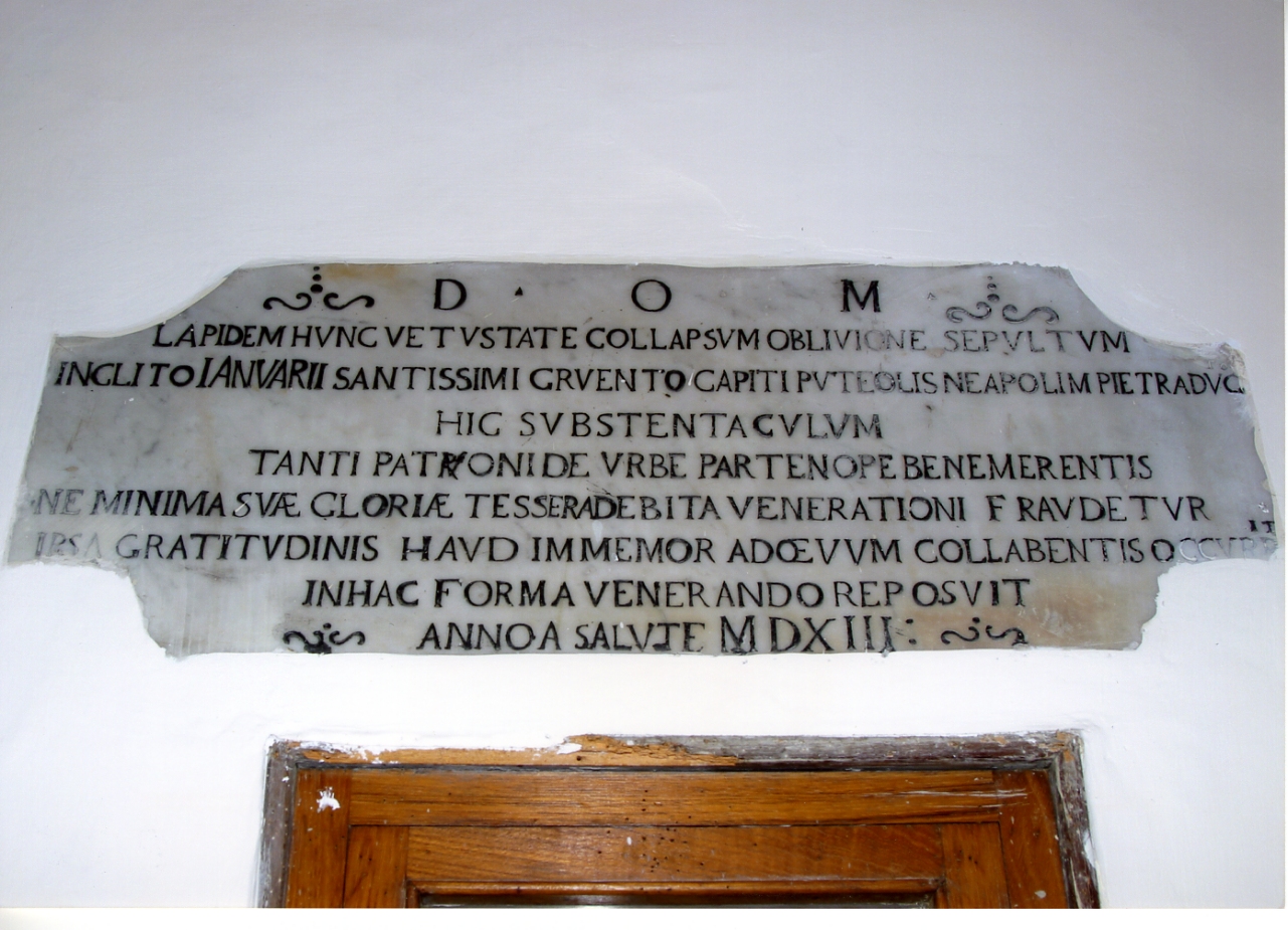 lapide commemorativa - bottega napoletana (primo quarto sec. XVI)