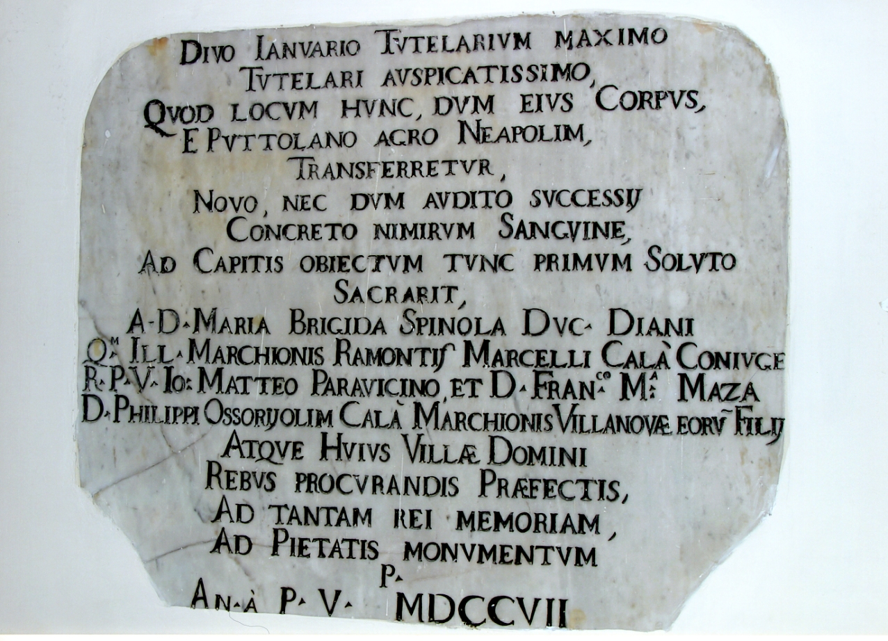 lapide commemorativa - bottega napoletana (inizio sec. XVIII)