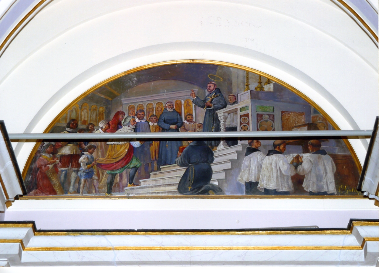 vocazione di Santa Chiara (dipinto) di Galloppi Vincenzo (secondo quarto sec. XX)