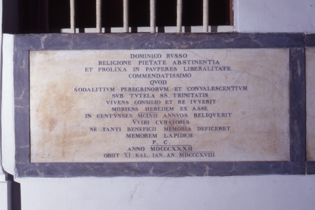 lapide commemorativa - bottega napoletana (sec. XIX)