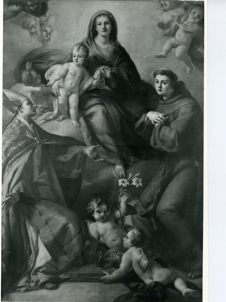 Madonna con Bambino tra San Gennaro e Sant'Antonio (dipinto) di Fischetti Fedele (seconda metà sec. XVIII)
