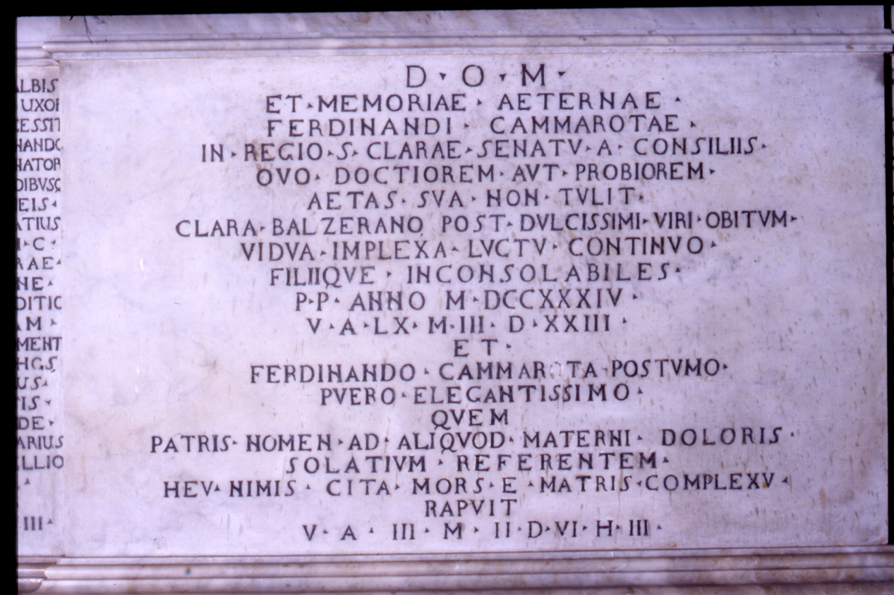 lapide commemorativa - bottega napoletana (sec. XVIII)