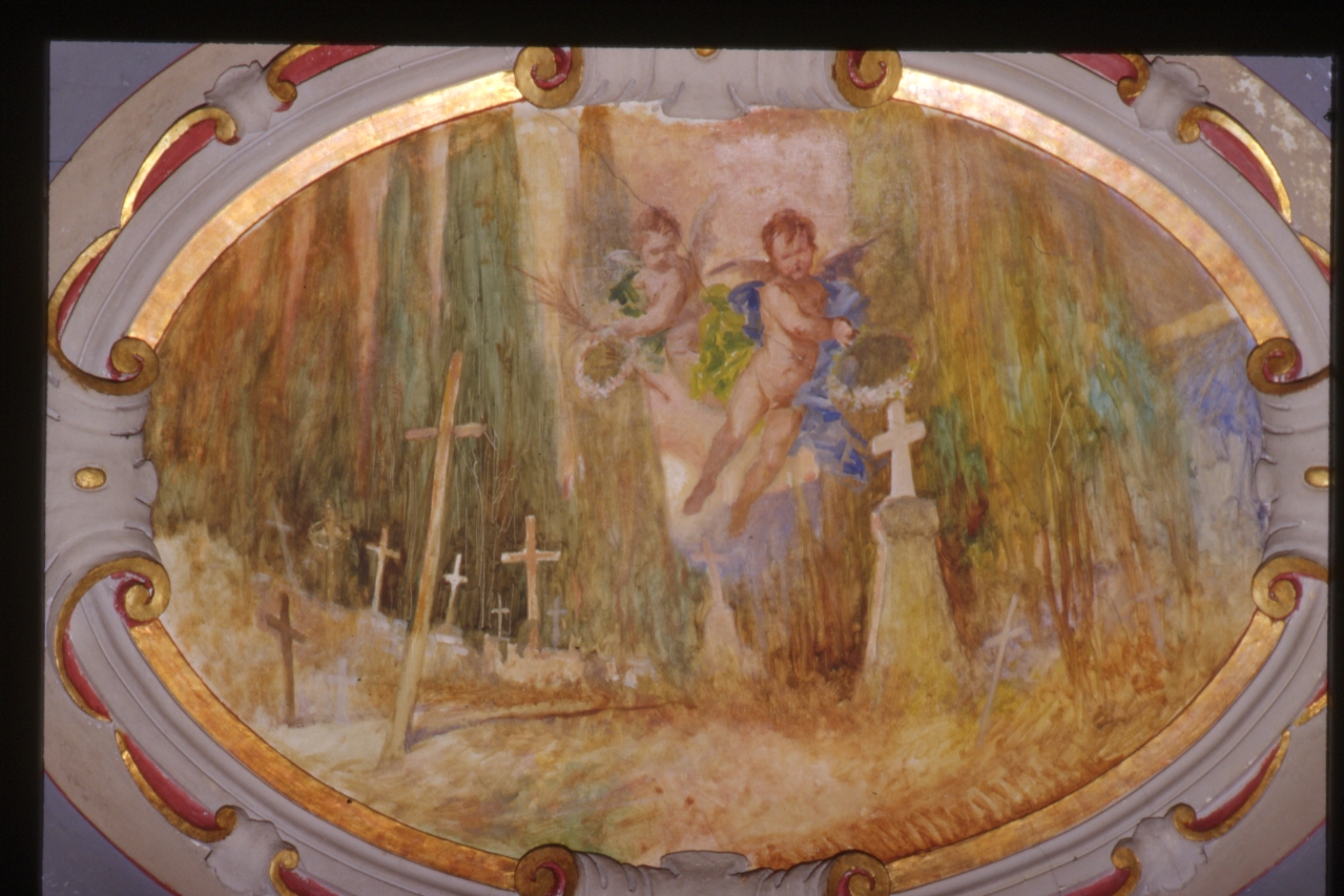 veduta di un cimitero di guerra (dipinto) di Aprea Giuseppe (sec. XX)