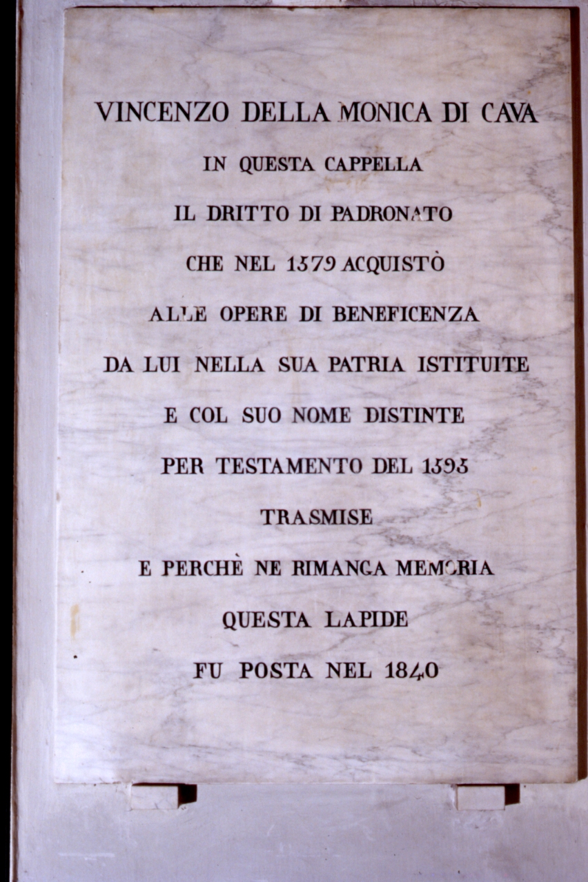 lapide commemorativa - bottega napoletana (sec. XIX)