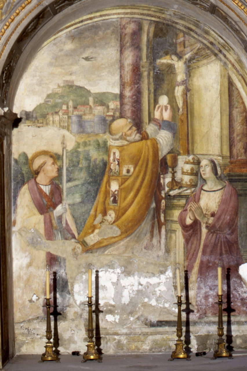 San Pietro comunica Sant'Aspreno e Santa Candida (dipinto) di Girolamo da Salerno (sec. XVI)