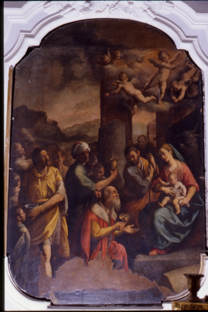adorazione dei Re Magi (dipinto) di Santafede Fabrizio (fine/inizio secc. XVI/ XVII)
