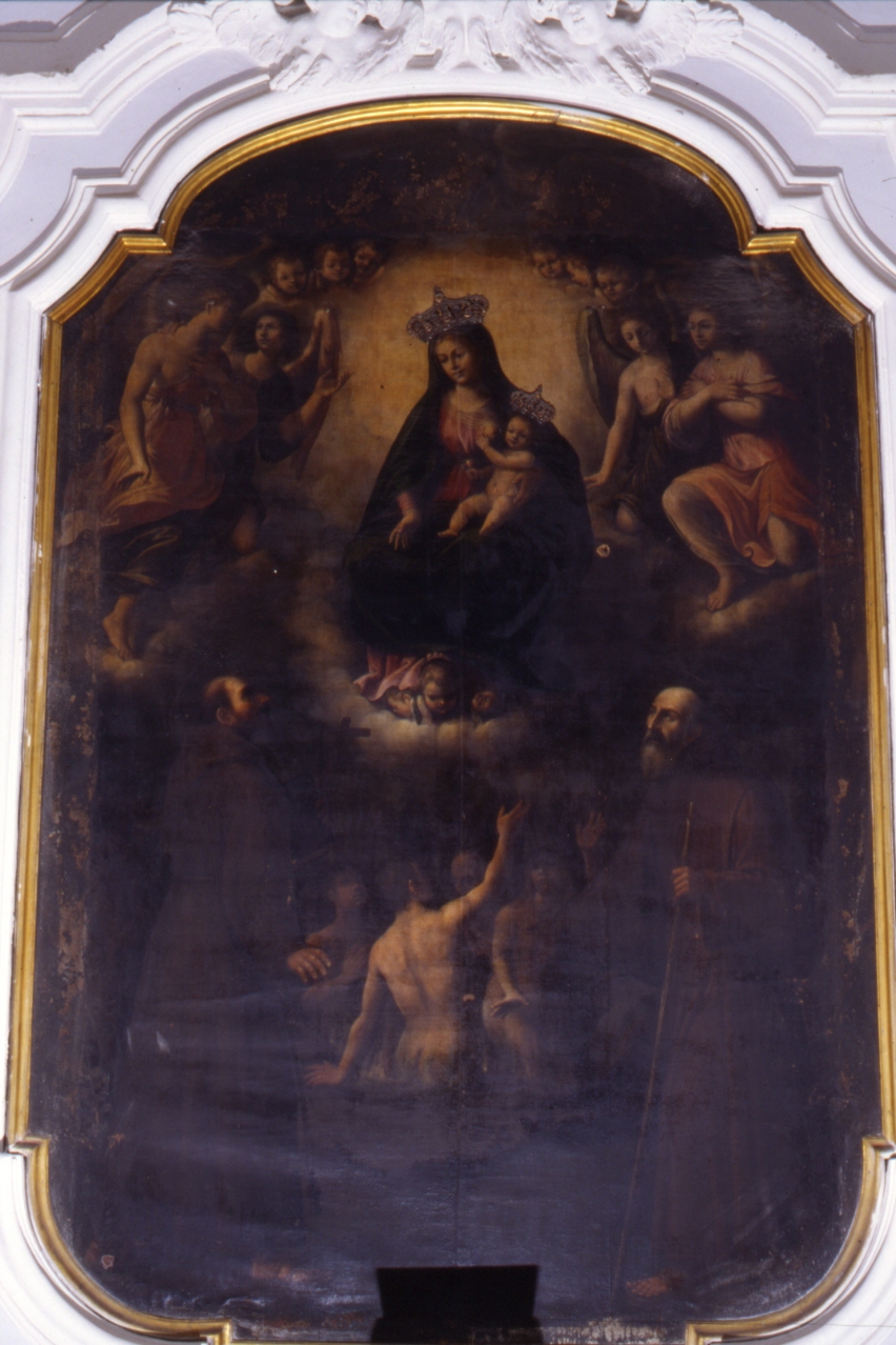 Madonna con Bambino e altri personaggi (dipinto) di D'Amato Giovanni Antonio il Giovane (cerchia) (fine sec. XVI)