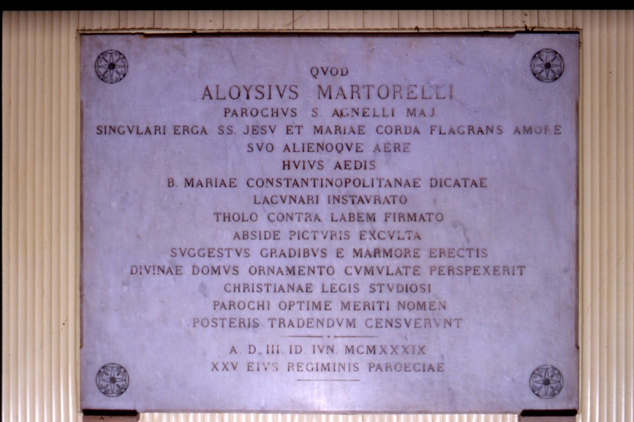 lapide celebrativa - bottega napoletana (sec. XX)