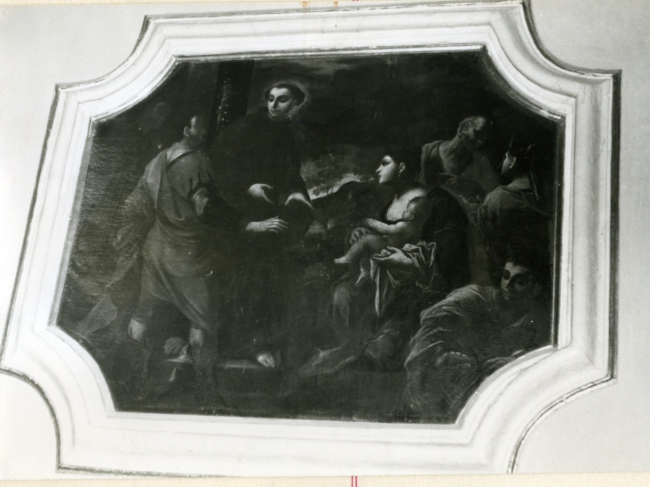 Sant'Antonio da Padova e il miracolo del neonato (dipinto) di Giordano Luca (maniera) (prima metà sec. XVIII)