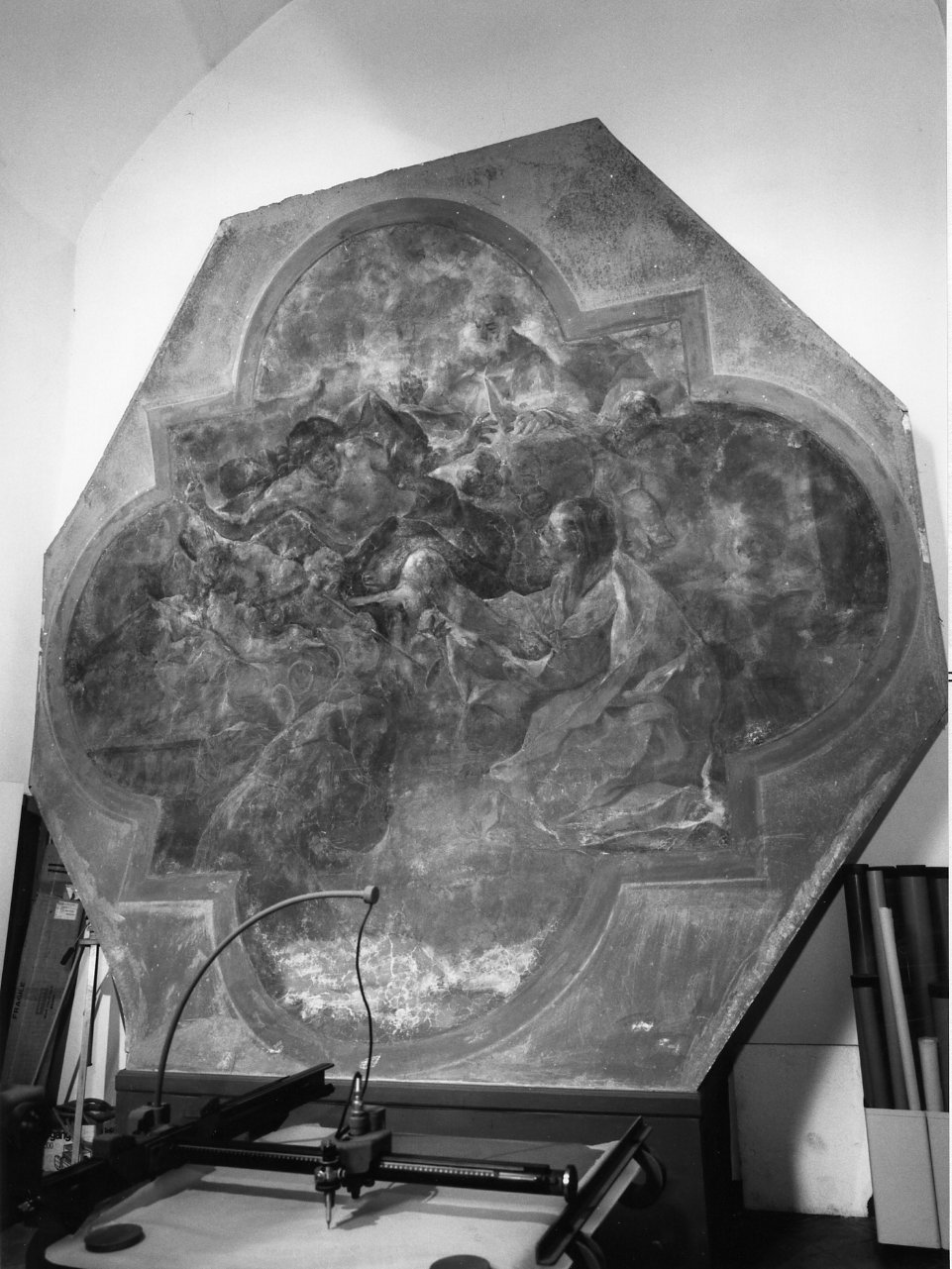 visione di San Francesco d'Assisi alla Porziuncola (dipinto) di Solimena Francesco detto Abate Ciccio (ultimo quarto sec. XVII)