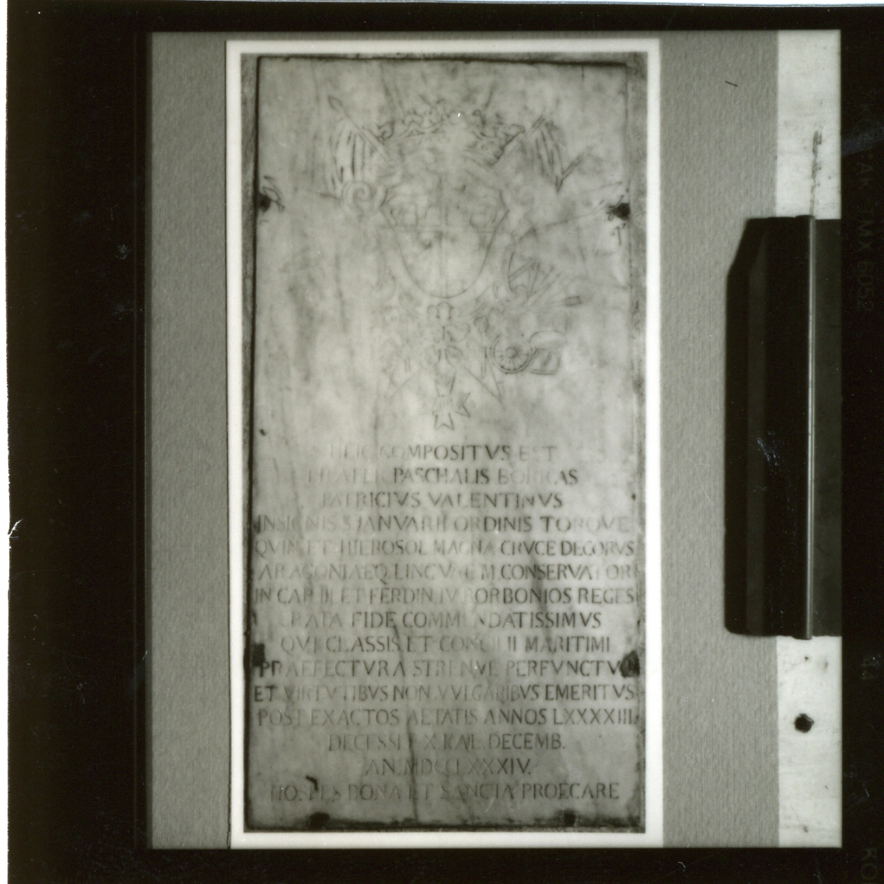 LAPIDE COMMEMORATIVA - BOTTEGA NAPOLETANA (ULTIMO QUARTO sec. XVIII)