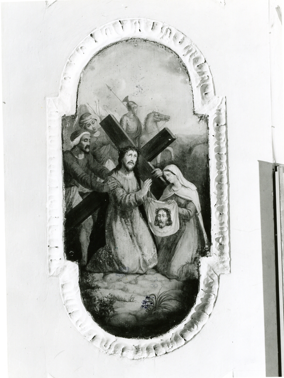 stazione VI: Gesù asciugato dalla Veronica (dipinto, elemento d'insieme) di Mancini Francesco detto Lord (sec. XIX)