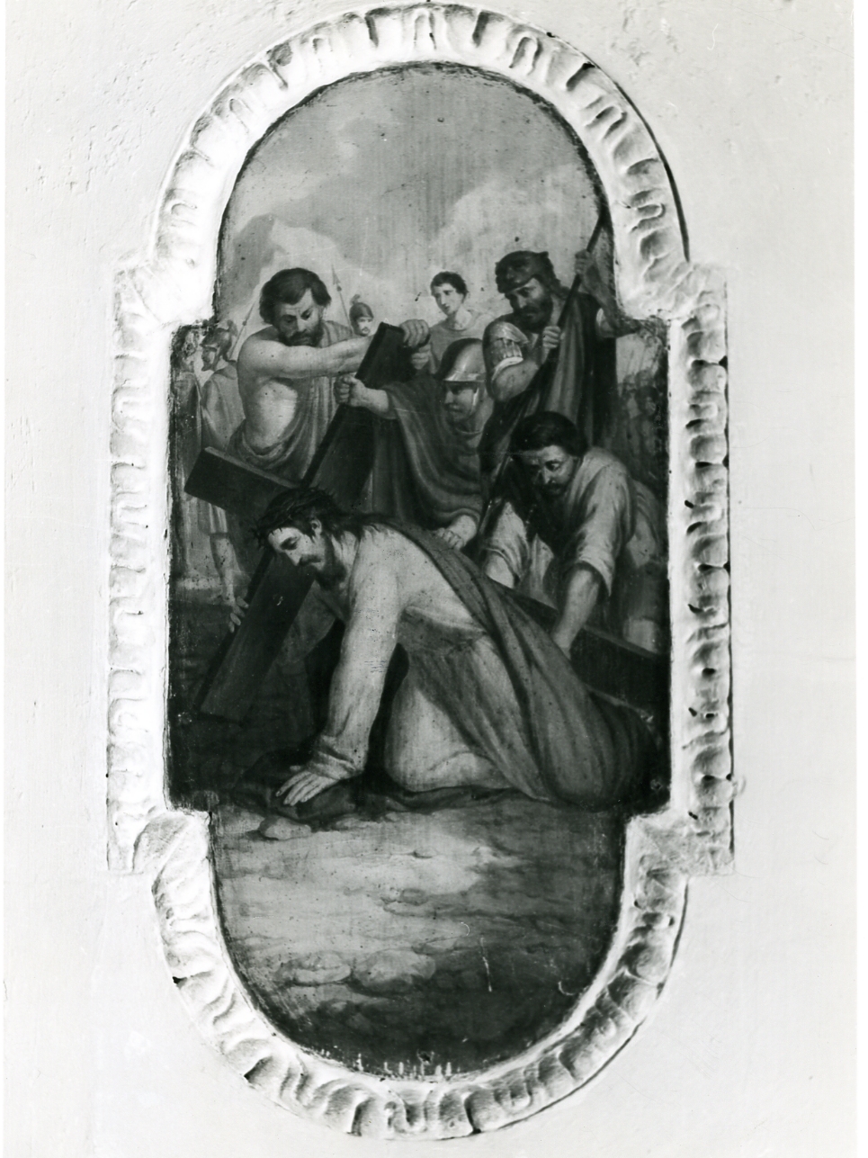 stazione III: Gesù cade sotto la croce la prima volta (dipinto, elemento d'insieme) di Mancini Francesco detto Lord (terzo quarto sec. XIX)