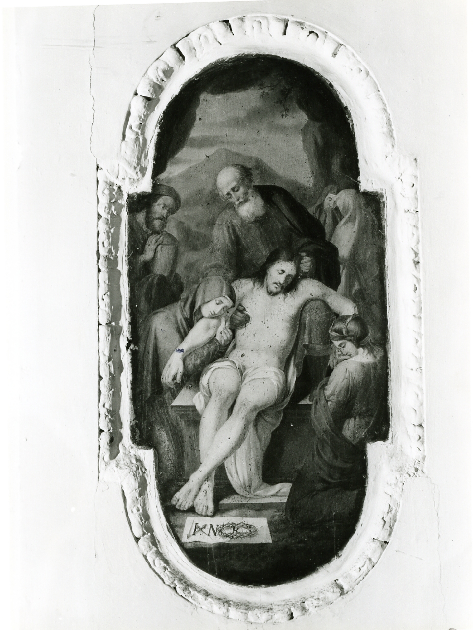 compianto sul Cristo morto (dipinto, elemento d'insieme) di Mancini Francesco detto Lord (sec. XIX)