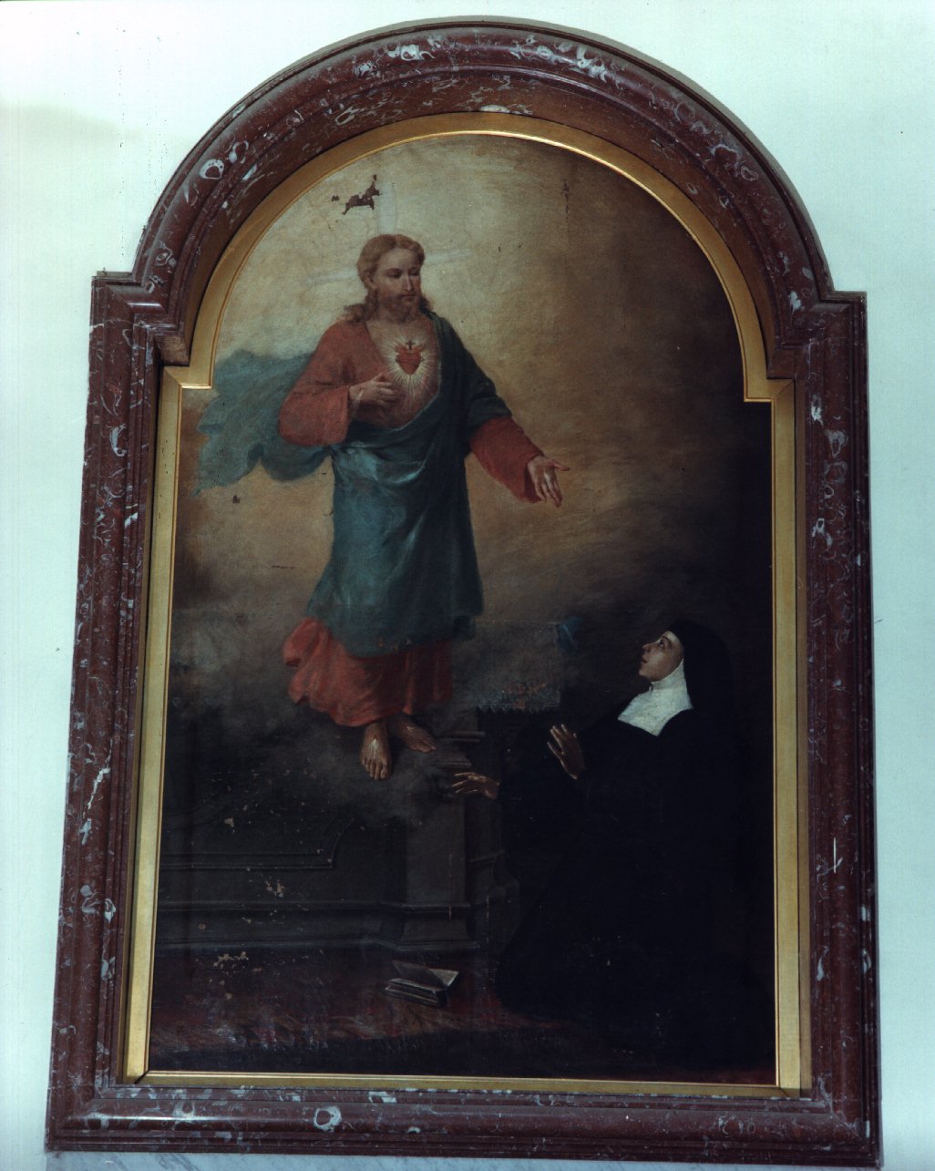 apparizione del Sacro Cuore alla beata Margherita Maria Alacoque (dipinto) - ambito napoletano (sec. XIX)