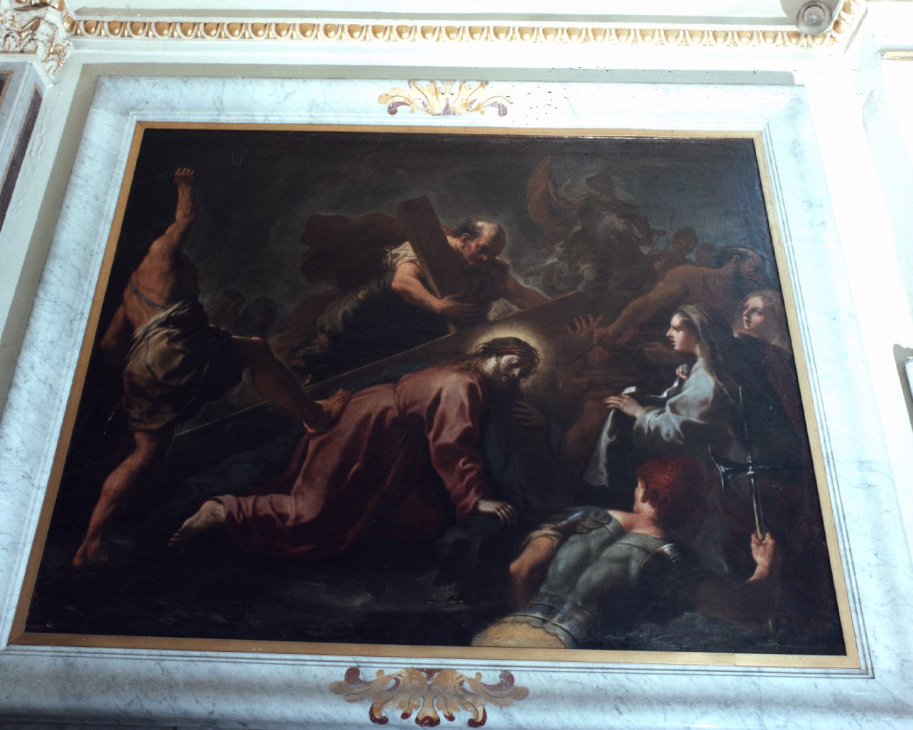 Cristo cade sotto la croce (dipinto) di Lama Giovan Battista (sec. XVIII)