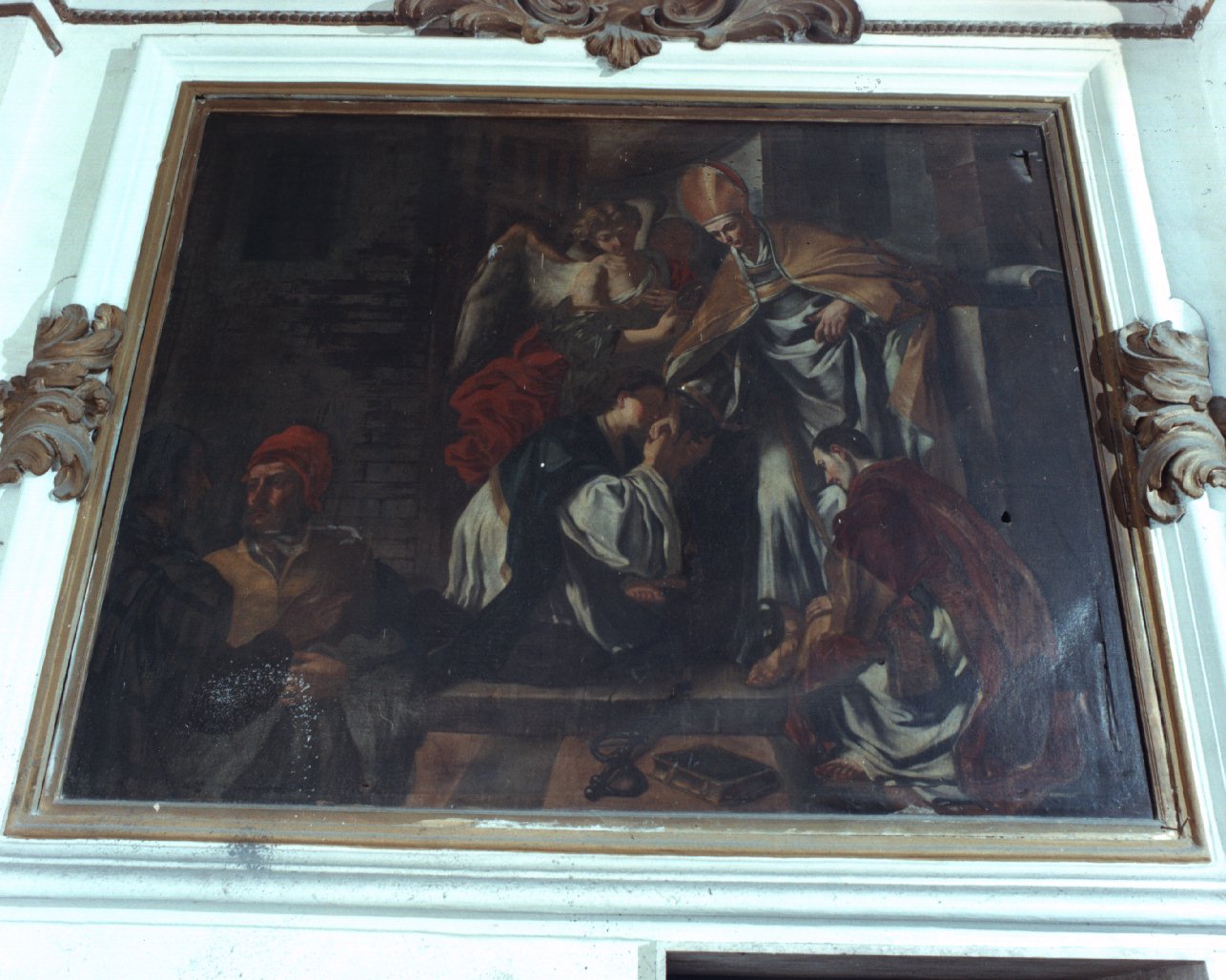 San Gennaro visita i Santi Sossio e Procolo in carcere (dipinto) di Solimena Francesco detto Abate Ciccio (bottega) (sec. XVIII)