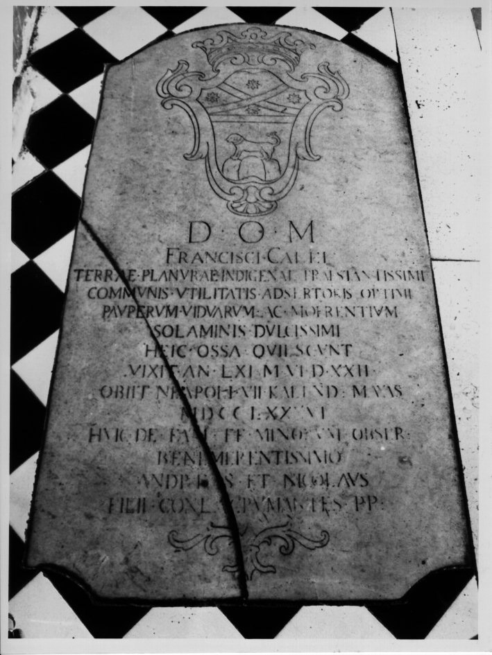 LASTRA TOMBALE - BOTTEGA NAPOLETANA (ULTIMO QUARTO sec. XVIII)