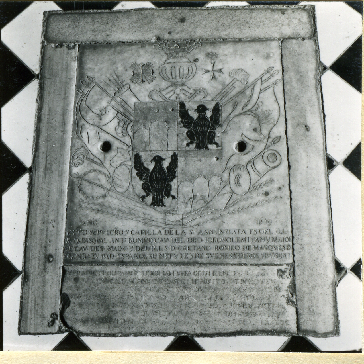 lastra tombale - bottega napoletana (sec. XVII)