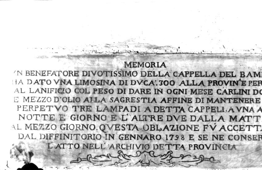 lapide commemorativa - bottega napoletana (fine sec. XVIII)