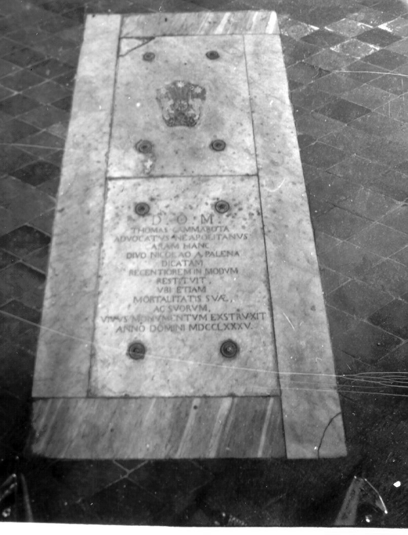 lastra tombale - bottega napoletana (ultimo quarto sec. XVIII)