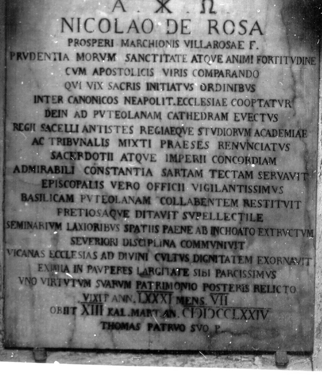 LAPIDE COMMEMORATIVA - ambito napoletano (TERZO QUARTO sec. XVIII)