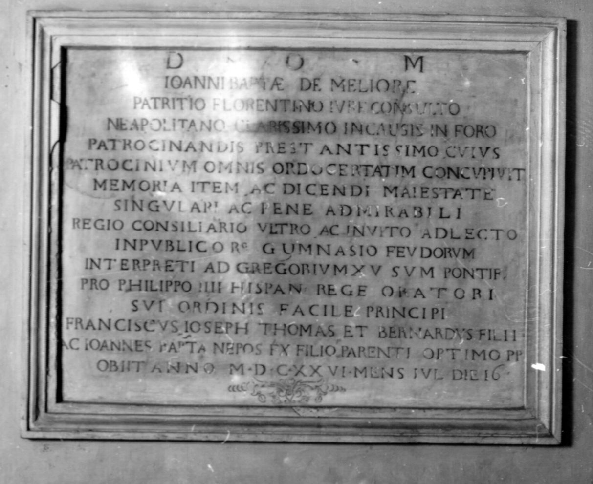 lapide celebrativa - bottega napoletana (sec. XVII)