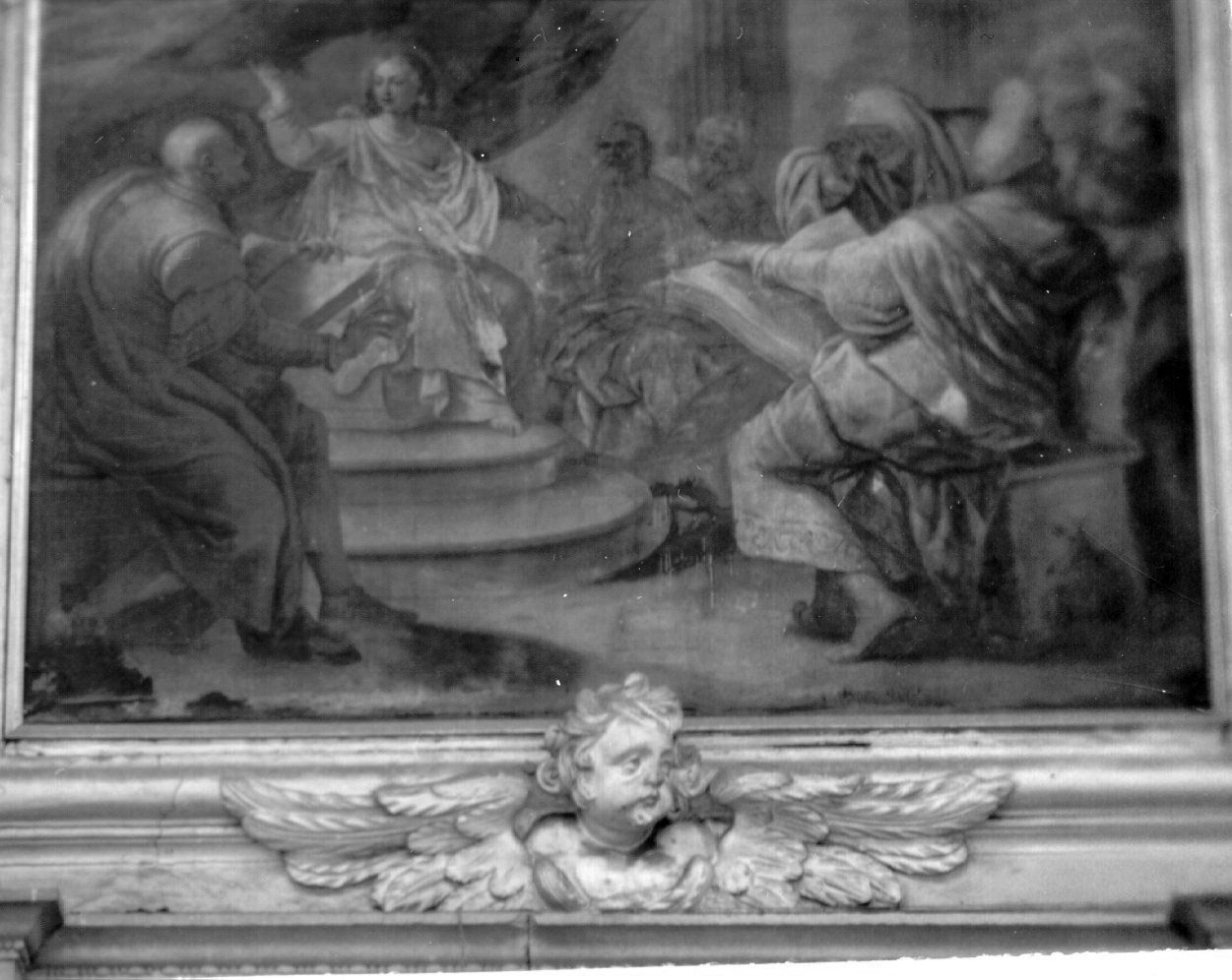 disputa di Gesù con i dottori nel tempio (dipinto, elemento d'insieme) di Castellano Giuseppe (primo quarto sec. XVII)