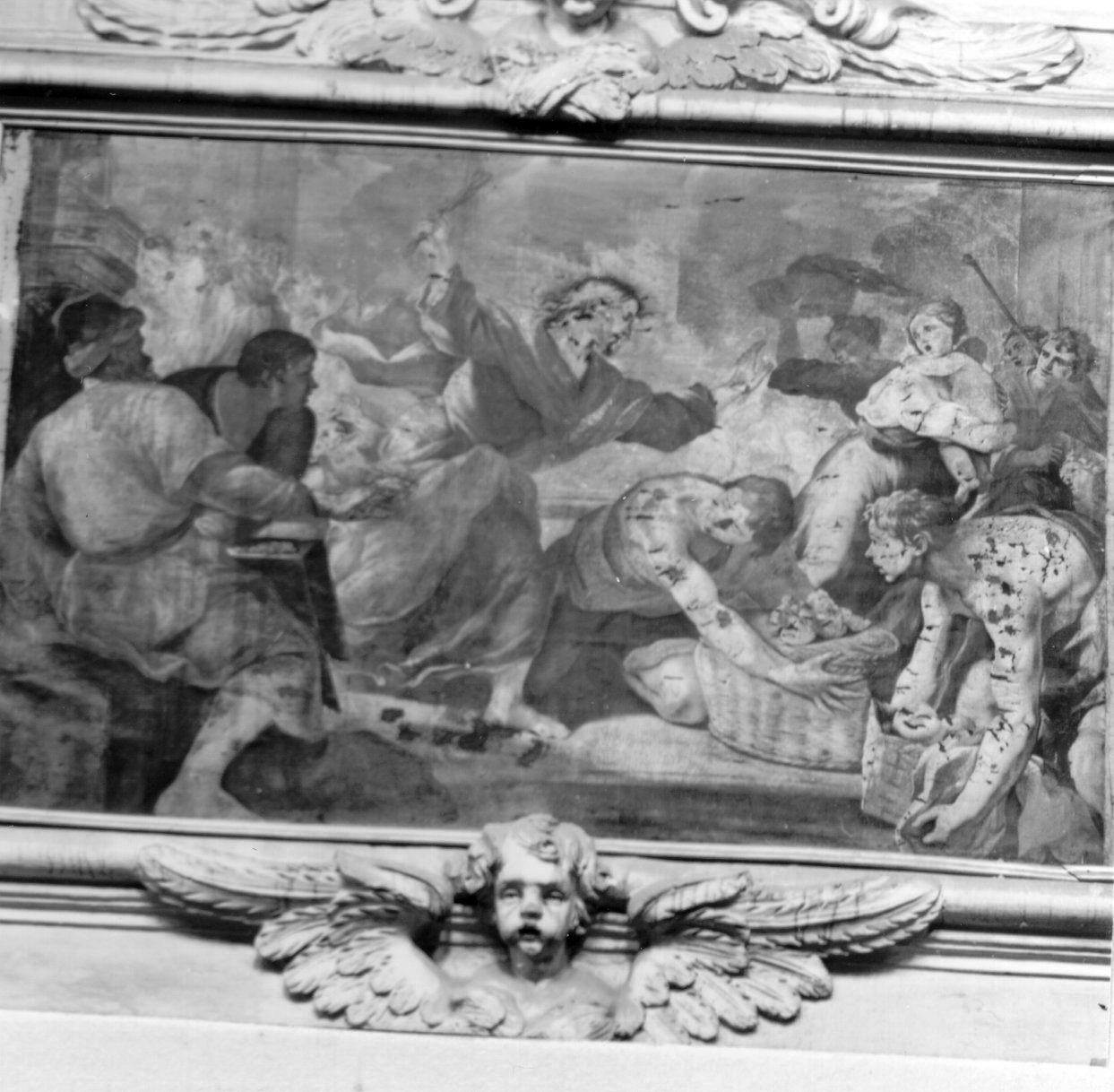 Cristo caccia i mercanti dal tempio (dipinto, elemento d'insieme) di Castellano Giuseppe (inizio sec. XVIII)