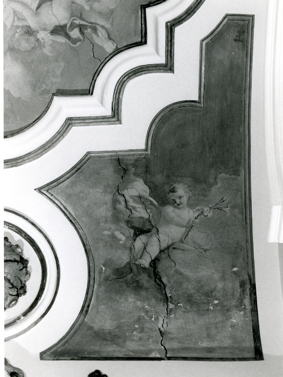 putto con giglio (dipinto) di Diano Vincenzo (sec. XVIII)