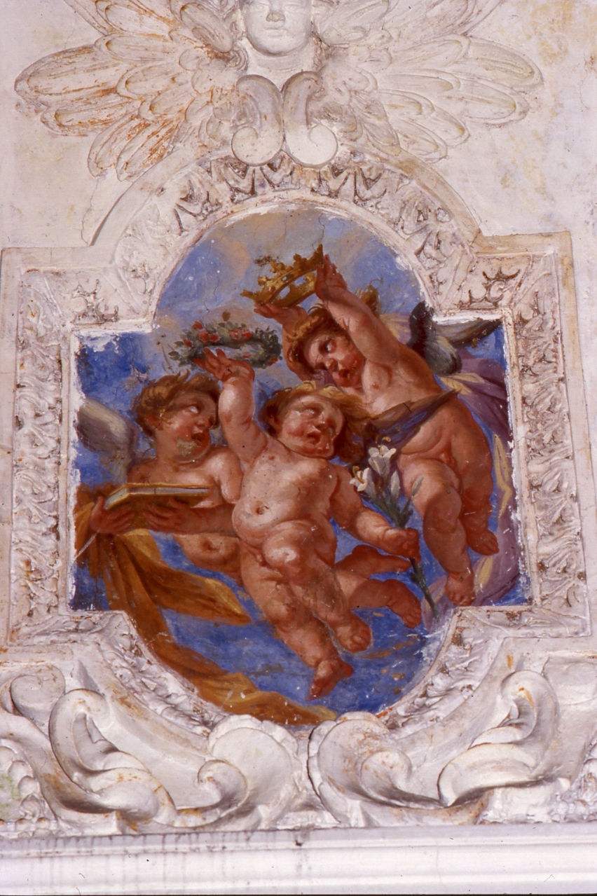 putti con attributo di Santa Caterina (dipinto, elemento d'insieme) di Beinaschi Giovan Battista (metà sec. XVII)