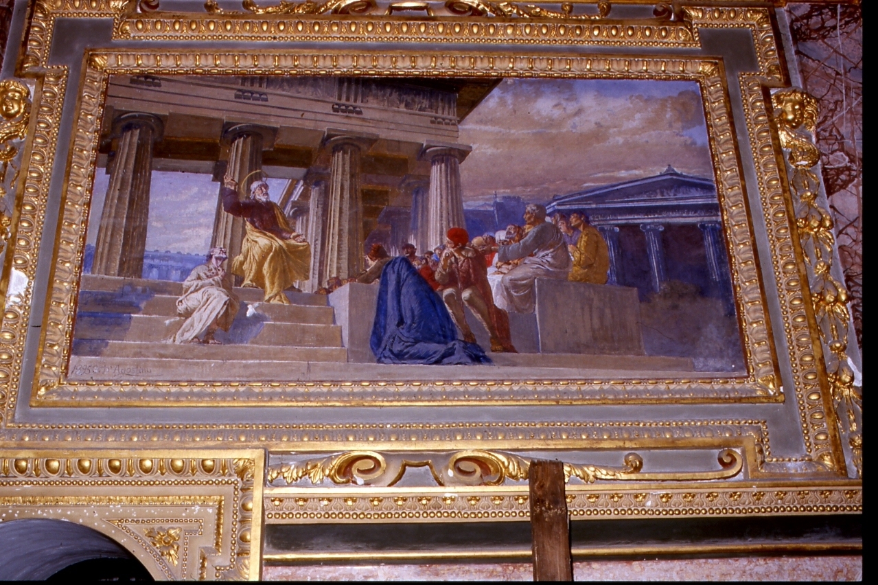 Cristo seduto sulle gradinate del Tempio (dipinto, elemento d'insieme) di D'Agostino Gaetano (sec. XIX)