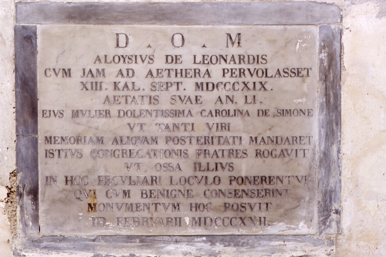 lapide tombale - bottega napoletana (sec. XIX)