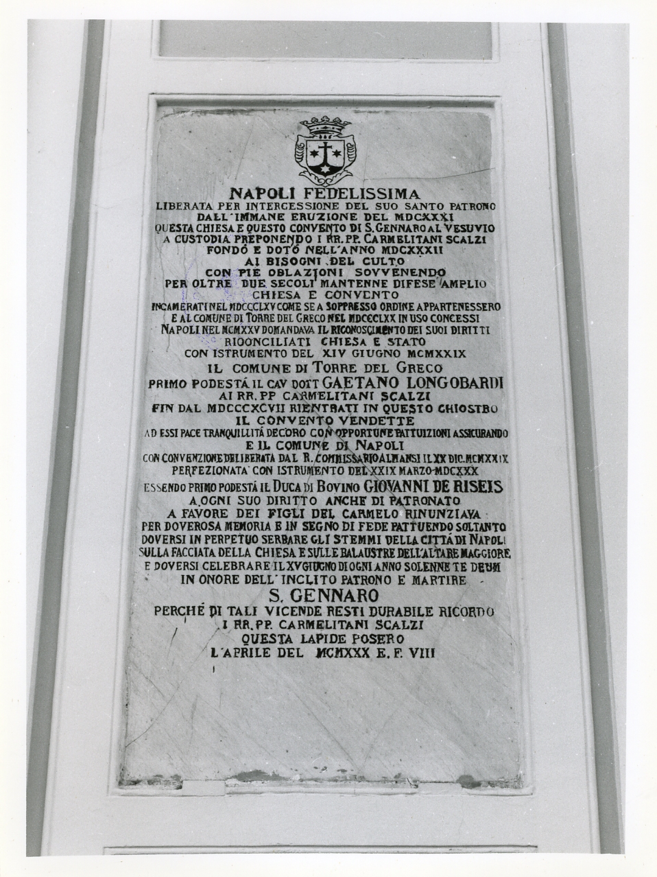 lapide documentaria - bottega napoletana (sec. XX)