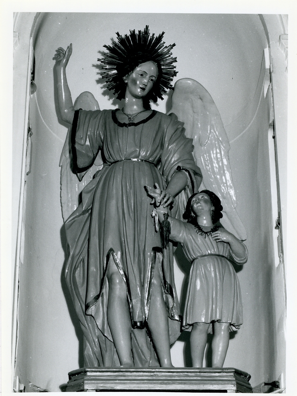 angelo custode (gruppo scultoreo) - bottega napoletana (fine sec. XIX)