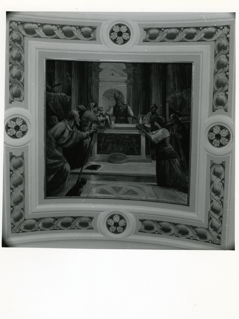 presentazione di Gesù al tempio/ visitazione/ gloria di angeli/ evangelisti (decorazione pittorica, elemento d'insieme) di Sammarco Raffaele (sec. XX)