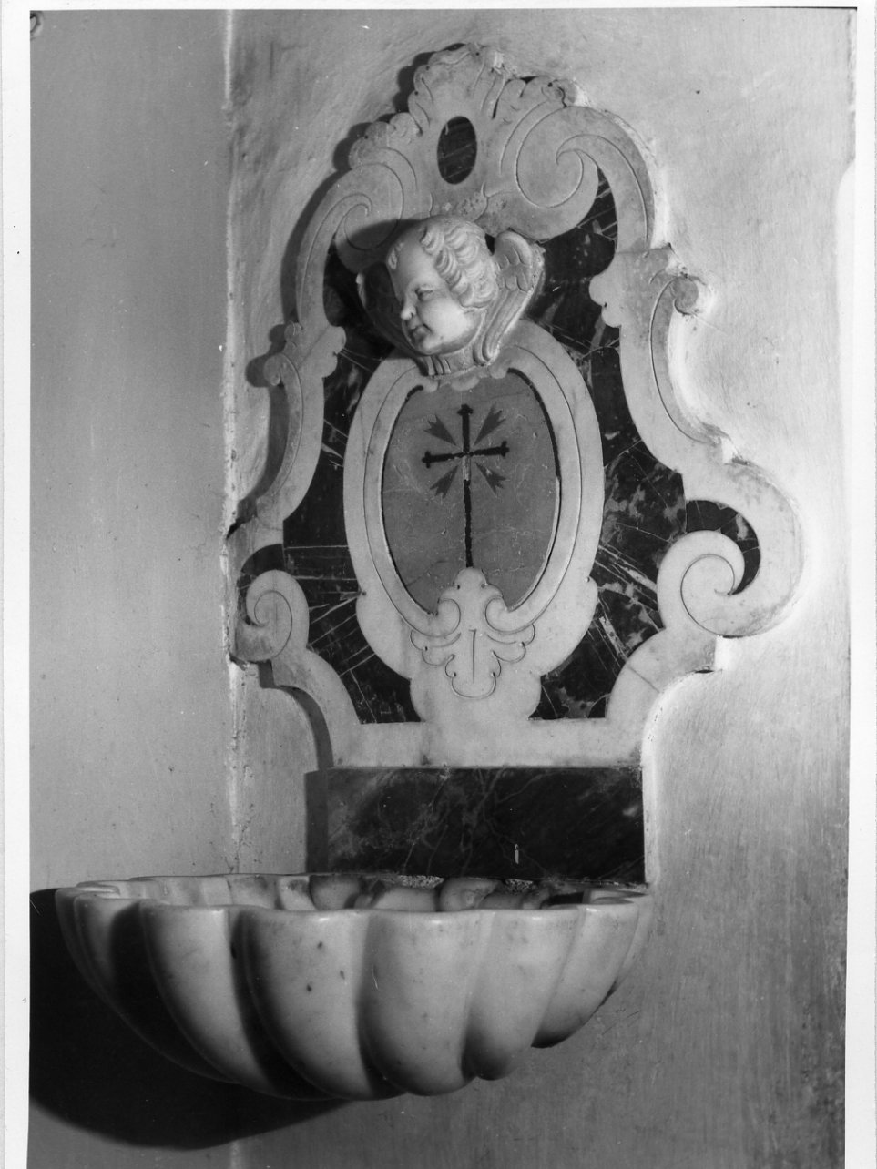 acquasantiera da parete - bottega napoletana (metà sec. XIX)