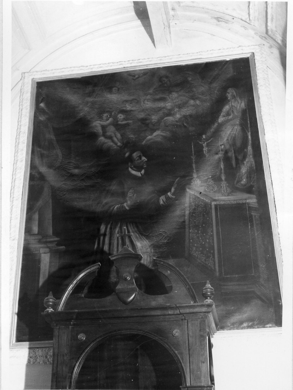 San Carlo Borromeo in adorazione della croce (dipinto) - ambito napoletano (metà sec. XVII)