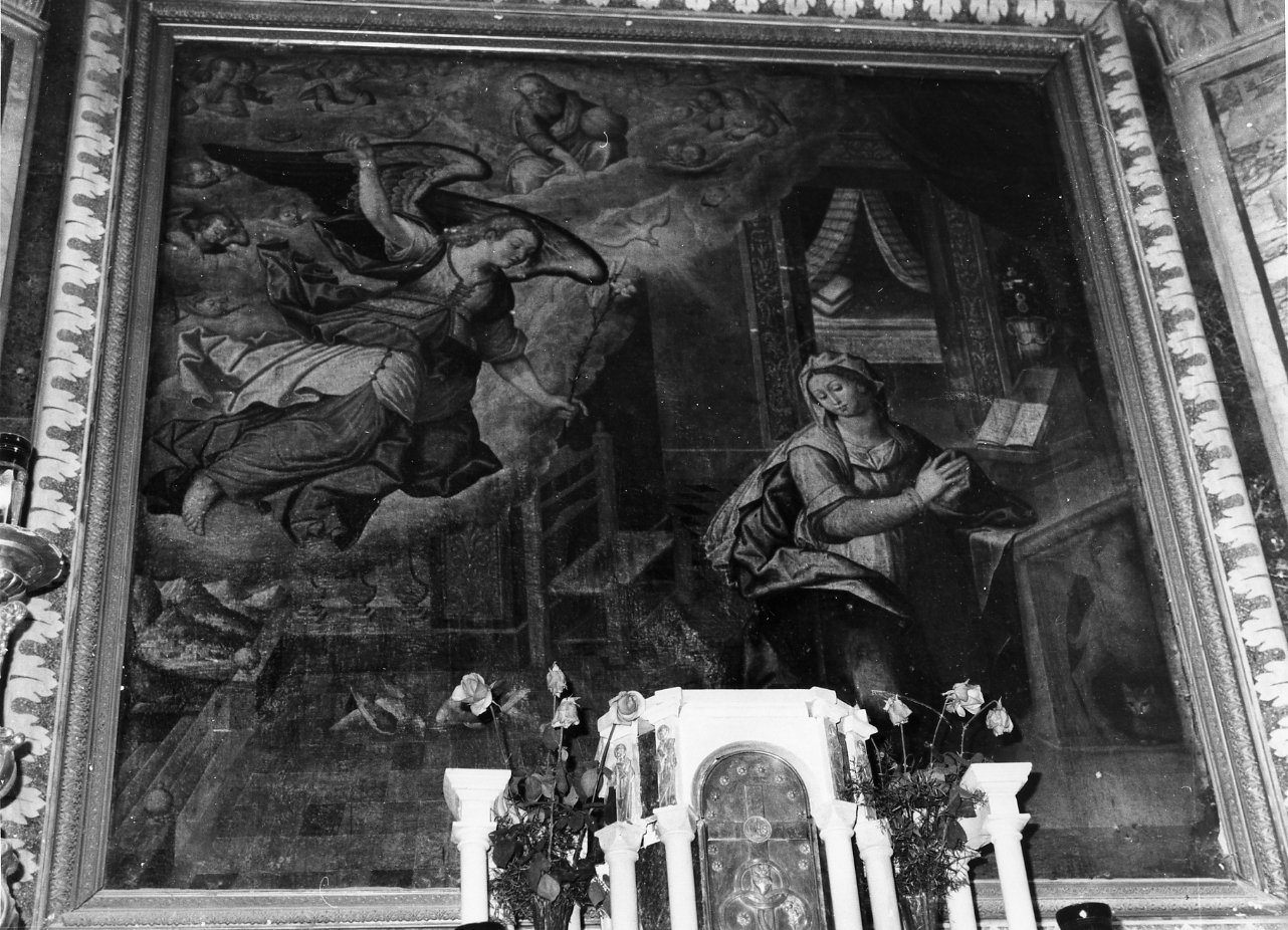 Annunciazione (dipinto) di Tramontano Decio (cerchia) (fine sec. XVI)