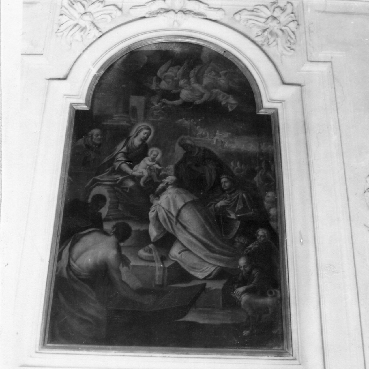 adorazione dei Re Magi (dipinto, elemento d'insieme) di Castellano Giuseppe (sec. XVIII)
