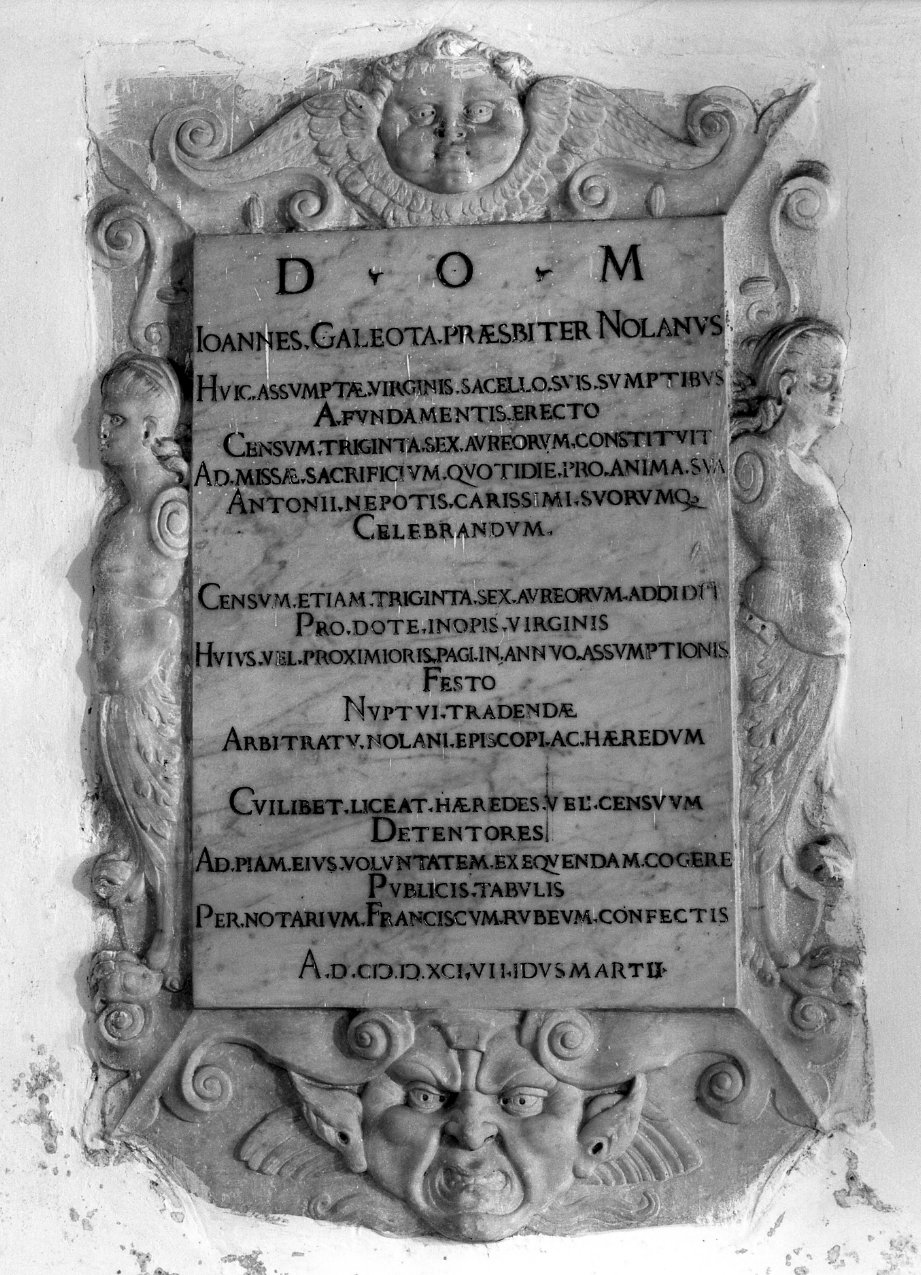 lapide celebrativa - bottega napoletana (sec. XVI)