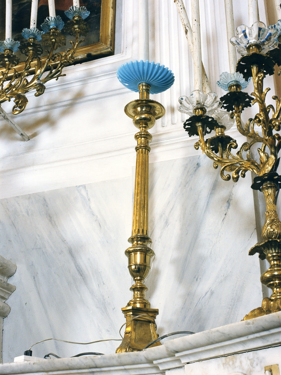 candeliere d'altare, serie - bottega campana (seconda metà sec. XIX)