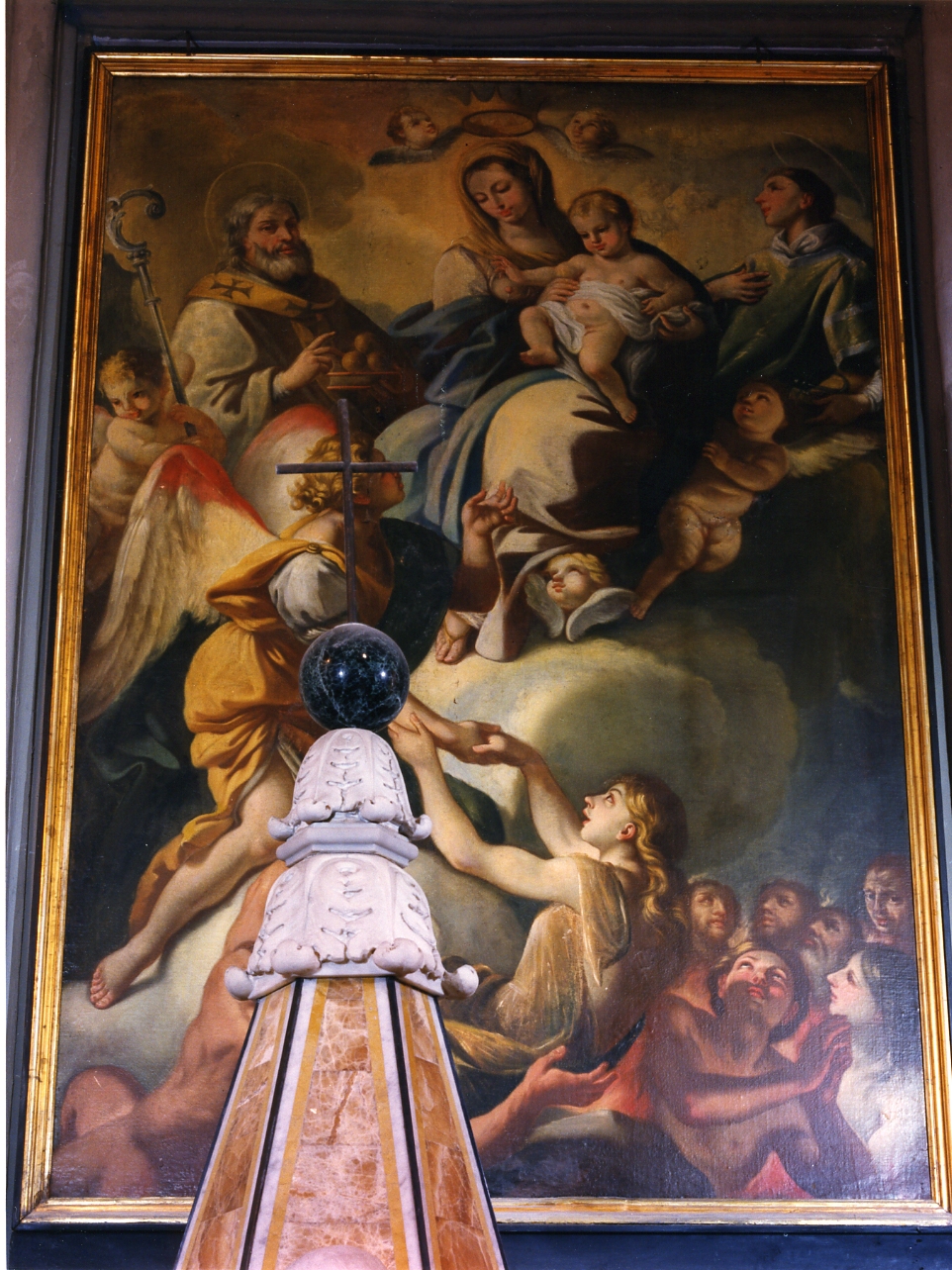 Madonna con Bambino, angeli e anime purganti (dipinto) di De Matteis Paolo (cerchia) (primo quarto sec. XVIII)