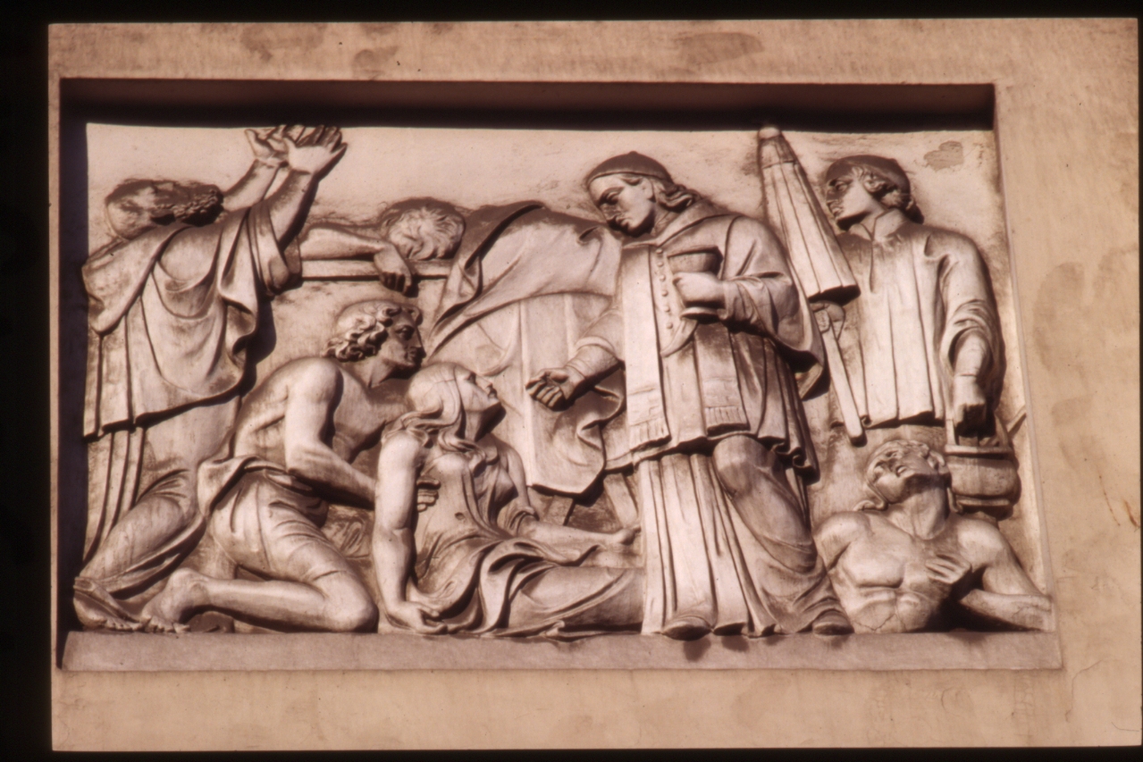 San Carlo Borromeo (rilievo, elemento d'insieme) di Annibale Vincenzo (sec. XIX)
